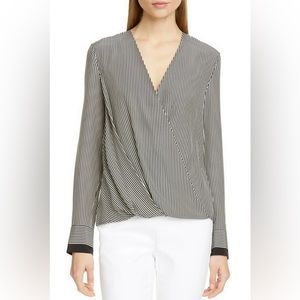 rag & bone striped silk victor blouse black white - medium rag and bone shirt